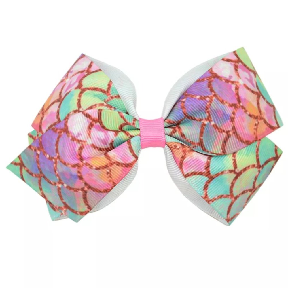 Mermaid Girls Hair Bow Clip 4.5 Inches